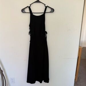 GAP Black Sleeveless Side-Tie Midi Dress